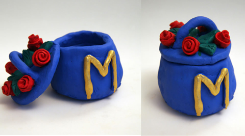 Mom's jewelry box clay coil pot project for kids