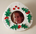 Holly wreath picture frame clay project