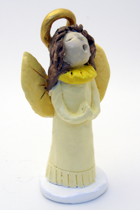 Standing singing angel clay project