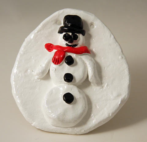 Snowman plaque clay project for kids
