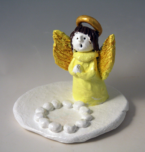 Angel tea light holder clay project for kids